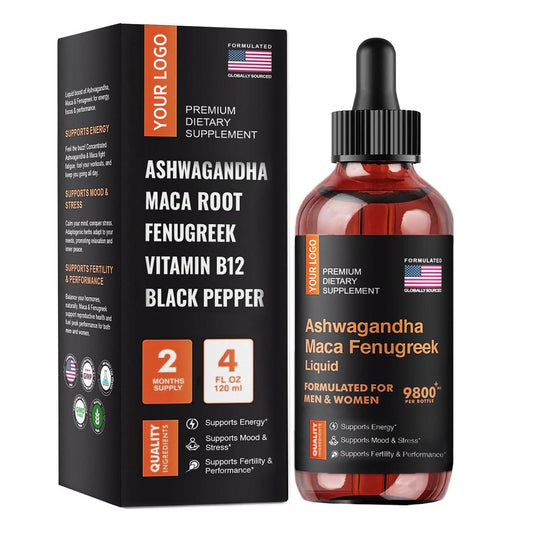 Maca Root & Fenugreek Liquid Supplement | with Vitamin B12 & Black Pepper | Natural Herbal Booster for Men & Women
